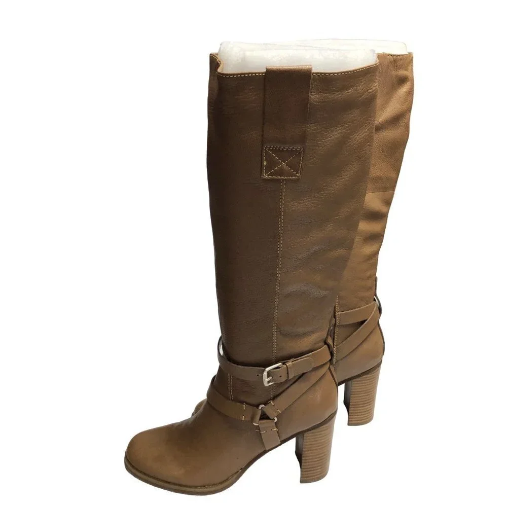 BANDOLINO BD AISEL WOMENS MED TAUPE LEATHER  TALL‎ BOOTS SIZE 10 MNIB